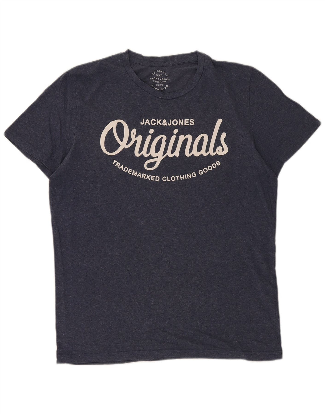 Camiseta gráfica masculina Jack & Jones Top médio algodão azul marinho