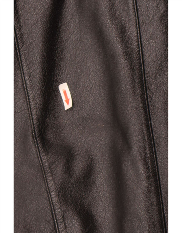 Jaqueta de couro militar feminina vintage Reino Unido 12 couro preto médio