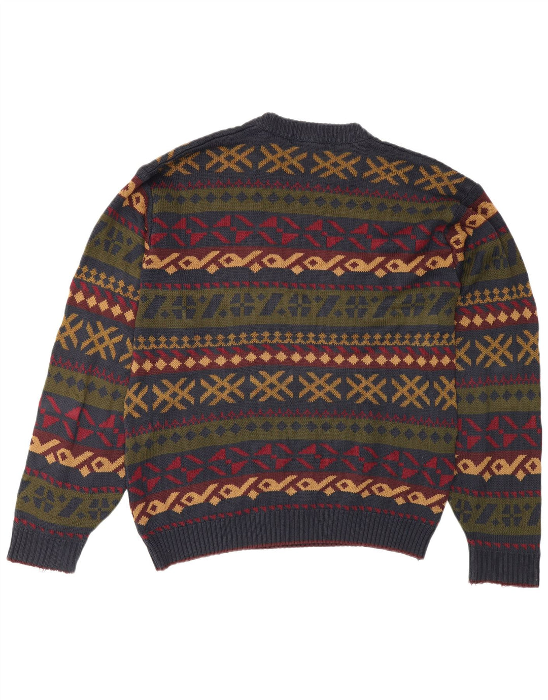 Suéter masculino Marks & Spencer com gola redonda, grande geométrico multicolorido