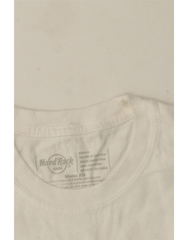 Camiseta masculina com estampa agradável do Hard Rock Cafe, top pequeno de algodão branco