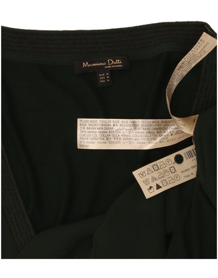 Blusa feminina de manga comprida Massimo Dutti UK 14 viscose verde médio