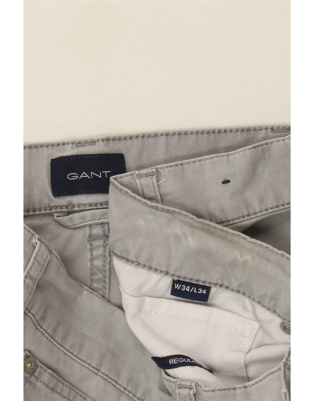 Calça casual masculina regular Gant W34 L34 cinza