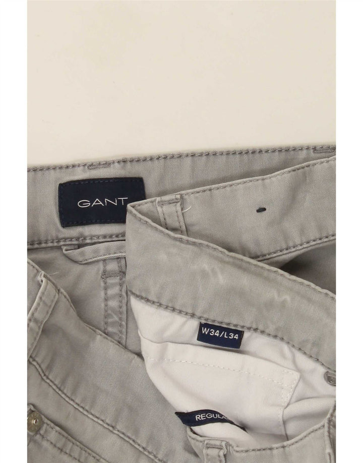 Calça casual masculina regular Gant W34 L34 cinza
