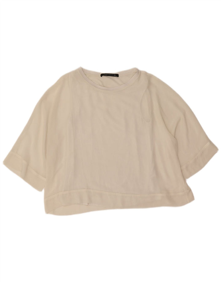 Blusa oversized feminina Zara UK 14 poliéster branco médio