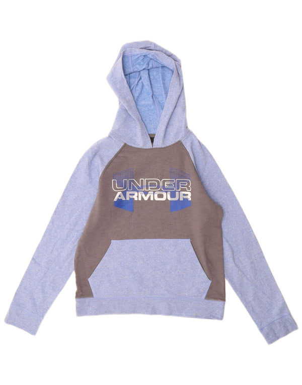 Suéter gráfico com capuz Under Armour para meninas 9-10 anos roxo bloco colorido