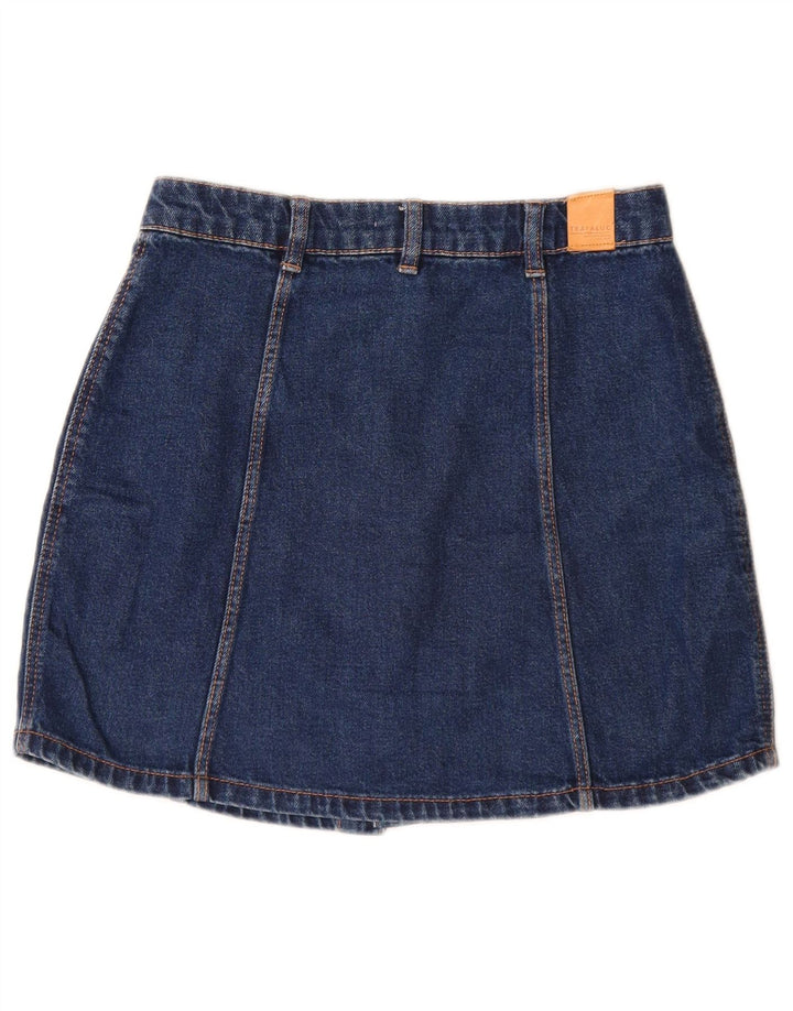 Mini saia jeans feminina Zara pequena W26 algodão azul