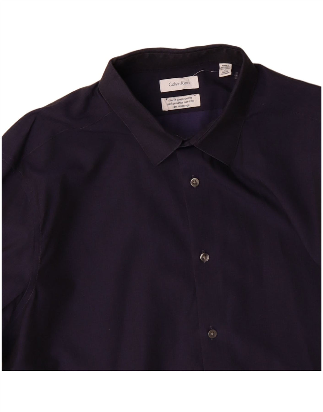 CALVIN KLEIN JEANS Camisa masculina slim fit tamanho 17 XL azul marinho algodão