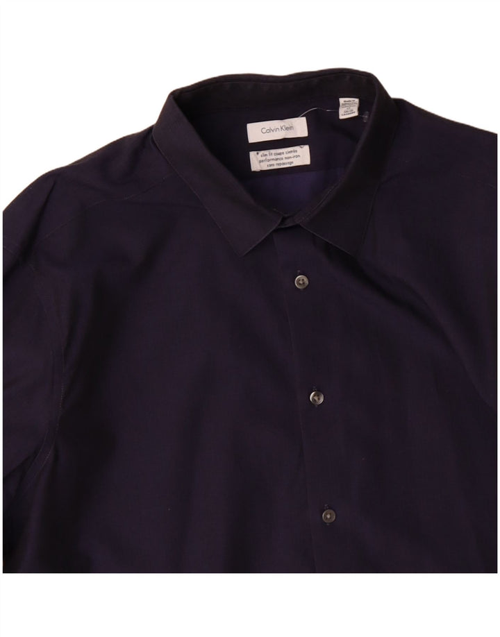 CALVIN KLEIN JEANS Camisa masculina slim fit tamanho 17 XL azul marinho algodão