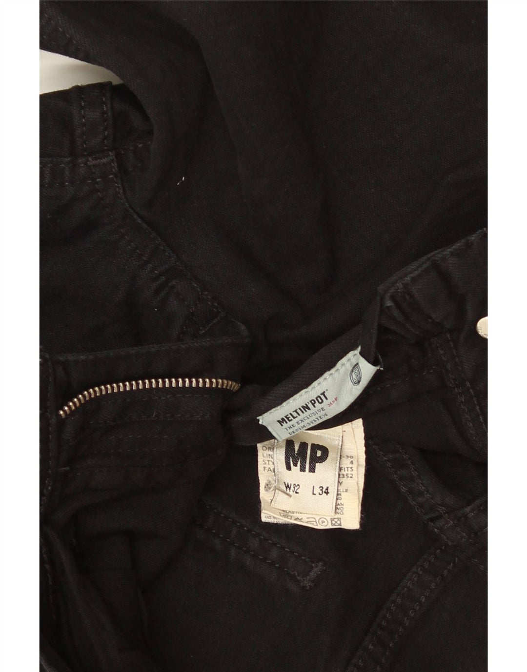 Meltin' Pot Mens Jeans Slim W32 L28 Algodão Preto