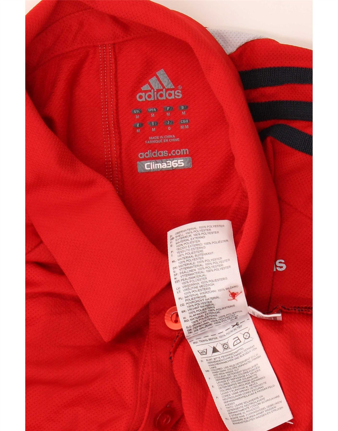 Adidas Mens Clima 365 Polo Shirt Medium Red Colourblock Poliéster