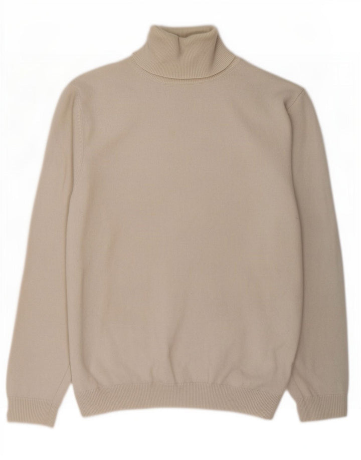 Suéter feminino Massimo Dutti com gola redonda Reino Unido 16 grande lã bege