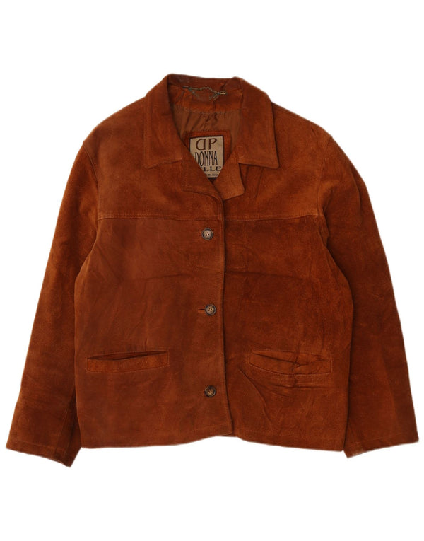 Jaqueta de camurça feminina vintage EU 48 2XL couro marrom