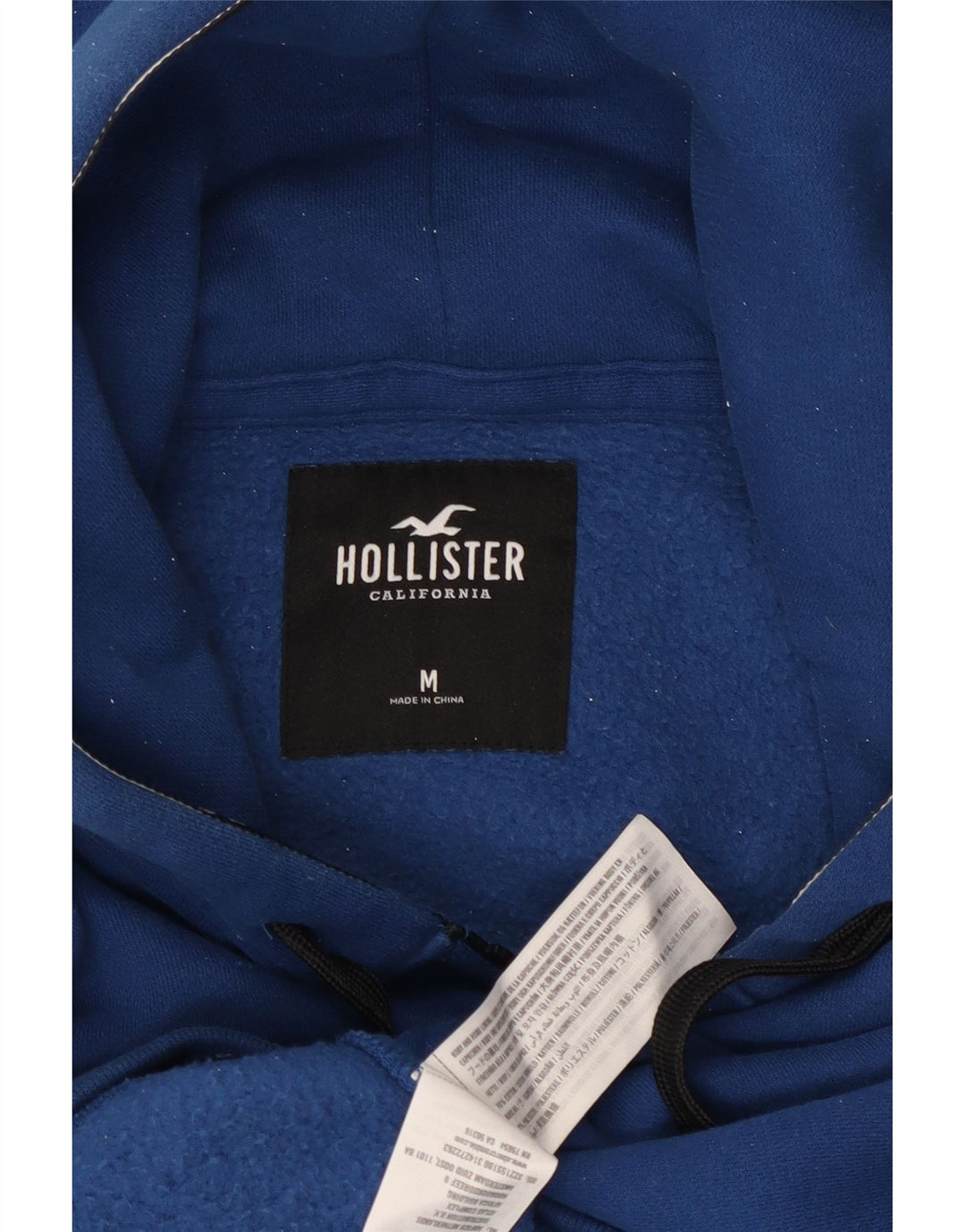Suéter masculino com capuz e zíper HOLLISTER de algodão azul médio