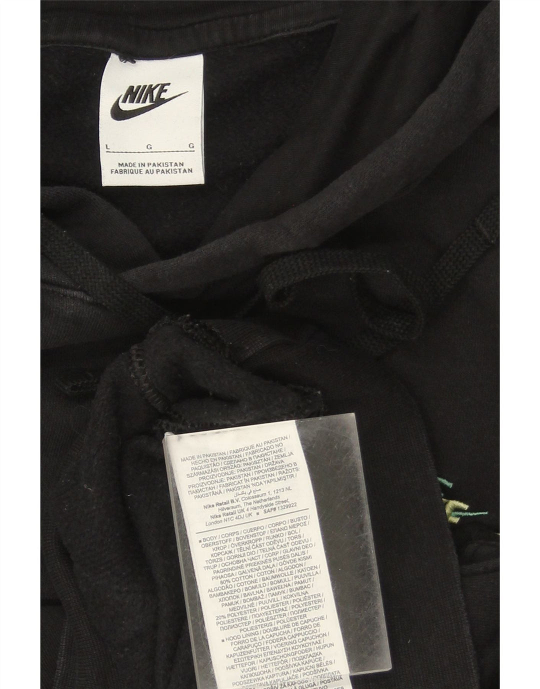 NIKE Mens Hoodie Jumper Large Black Cotton Vintage Nike and Second-Hand Nike from Messina Hembry 