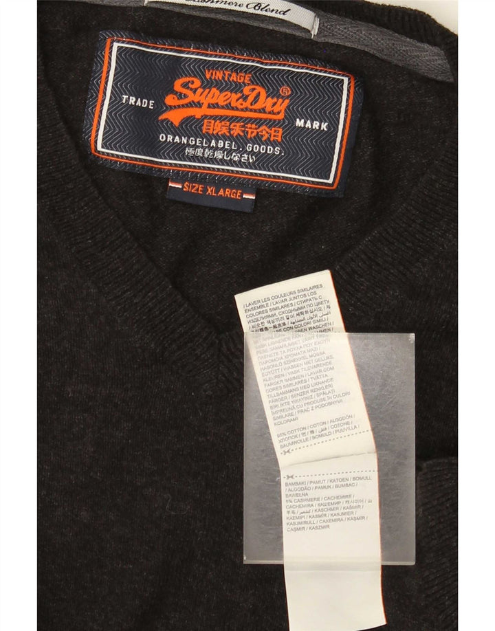 Suéter masculino Superdry com decote em V XL algodão cinza