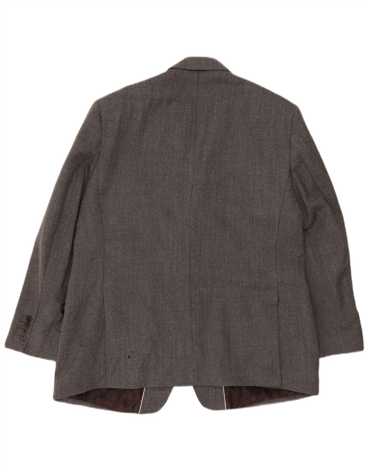 Jaqueta blazer masculina Marks & Spencer Autograph 2 botões Reino Unido 46 XL lã cinza