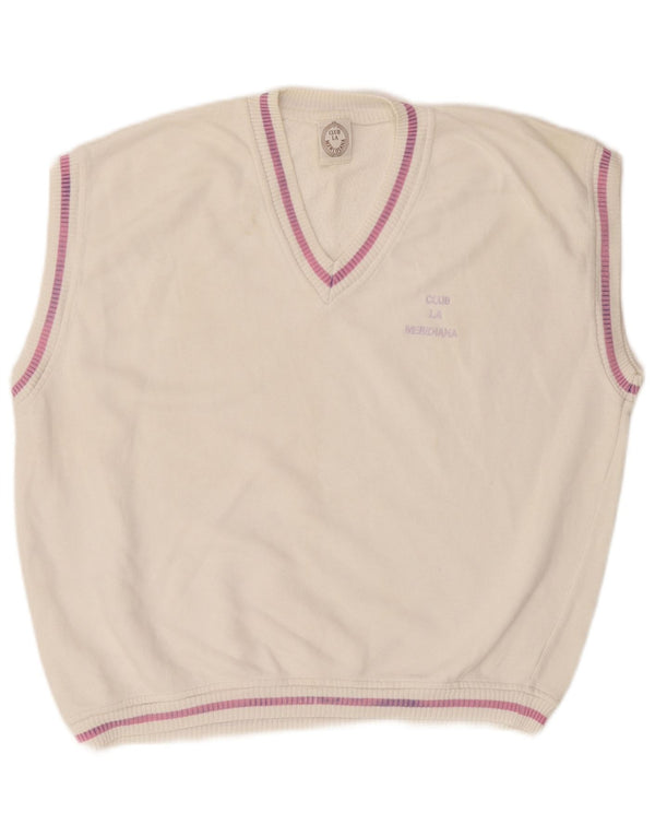Colete feminino vintage regata UK 18 XL algodão branco