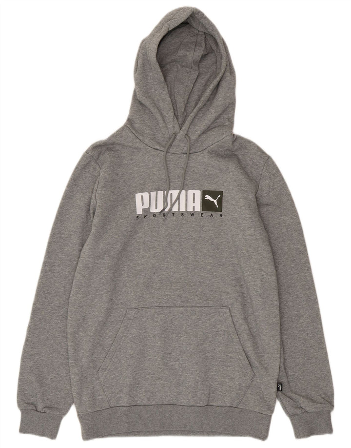 Puma masculino gráfico moletom com capuz pequeno algodão cinza