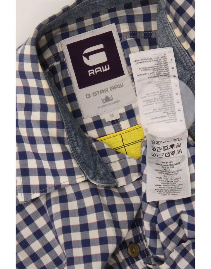 Camisa masculina G-Star de algodão guingão azul médio