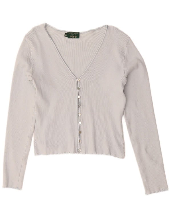 Top cardigã feminino Hobbs UK 14 algodão azul médio