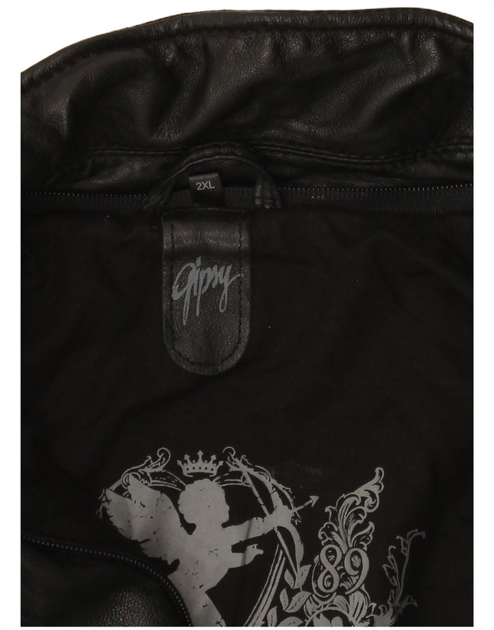 Jaqueta feminina de couro Gipsy para motociclista UK 20 2XL preta