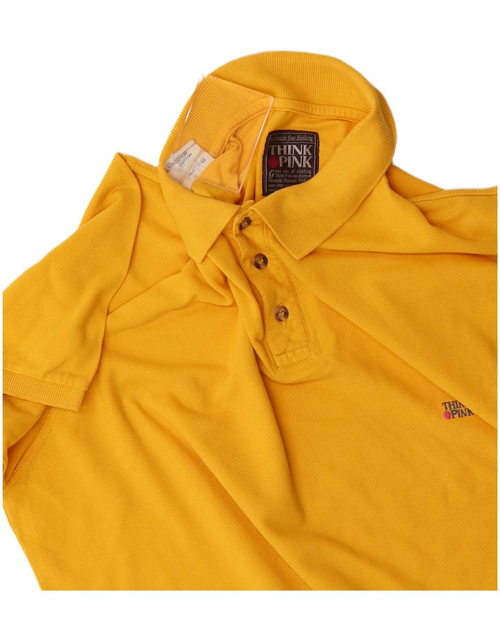 Camisa polo masculina THINK PINK grande algodão amarelo