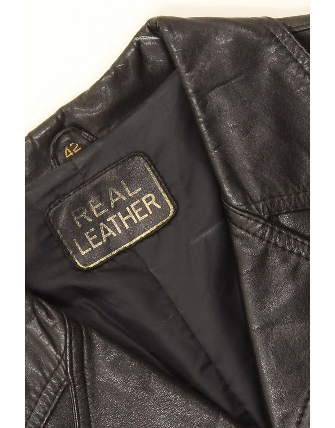 Jaqueta de couro feminina vintage IT 42 médio preto