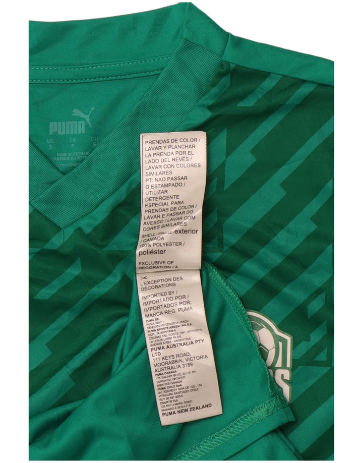 Camiseta masculina PUMA com estampa gráfica pequena verde geométrica poliéster