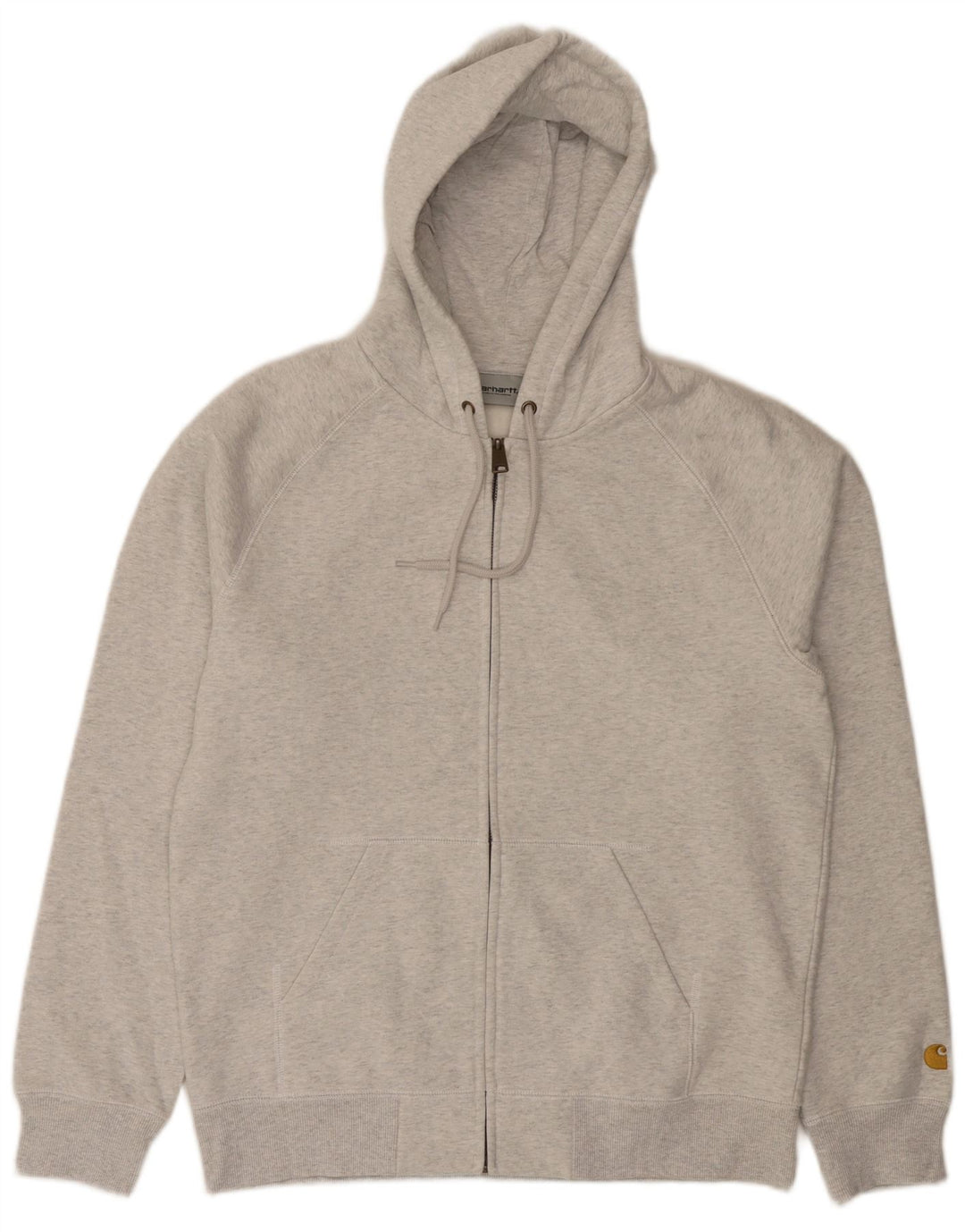 Suéter Carhartt masculino com capuz e zíper cinza médio algodão