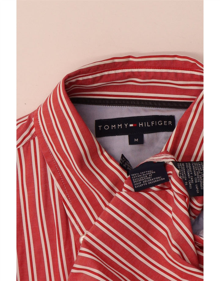Camisa masculina Tommy Hilfiger média listrada vermelha de algodão