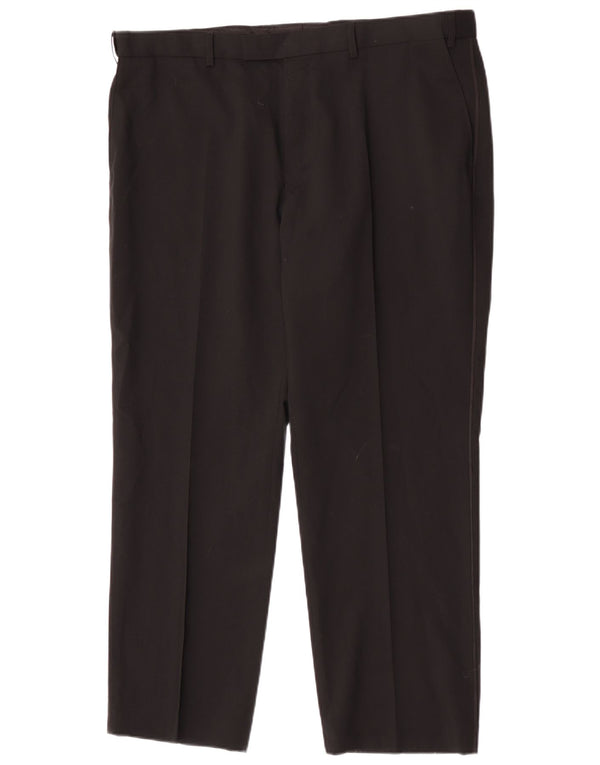 Calça masculina de ajuste regular Marks & Spencer W40 L29 lã preta