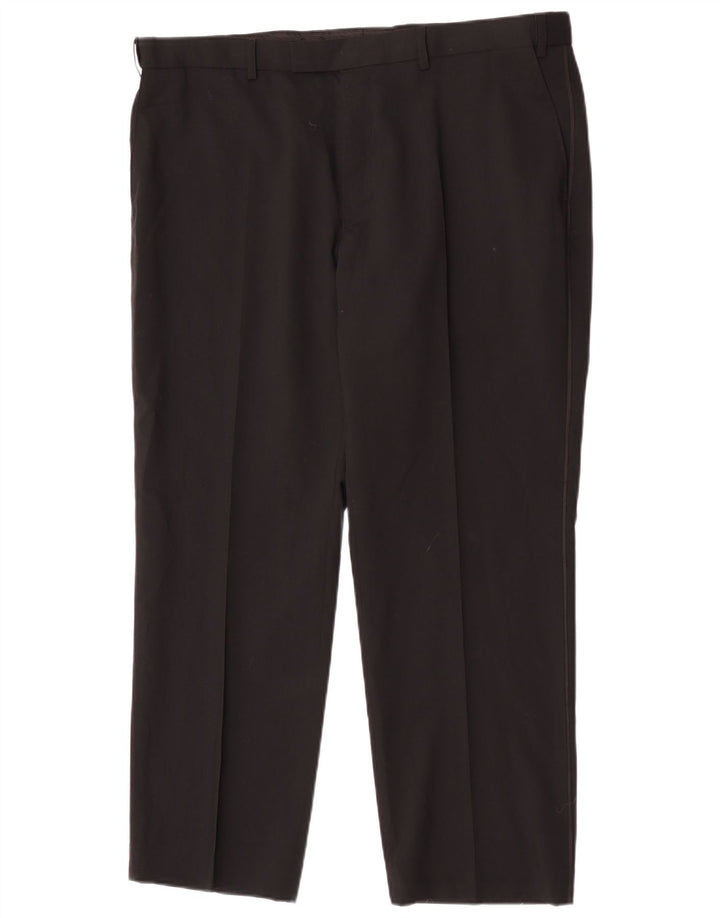 Calça masculina de ajuste regular Marks & Spencer W40 L29 lã preta