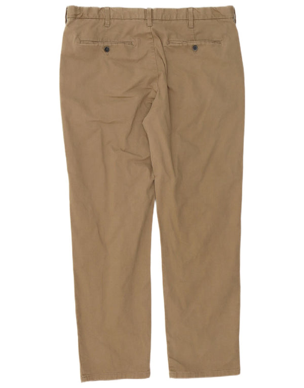 Calça chino reta masculina Marks & Spencer W38 L31 algodão bege