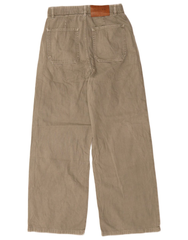 Calça jeans feminina Zara com perna larga EU 36 XS W26 L27 algodão cáqui