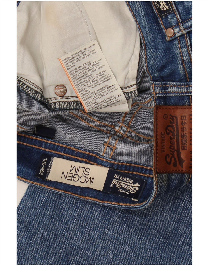 Calça jeans feminina SUPERDRY Imogen desgastada slim W26 L26 algodão azul