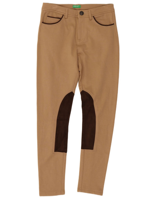 Benetton Womens Riding Skinny Trousers UK 8 Small W26 L27 Beige Colourblock