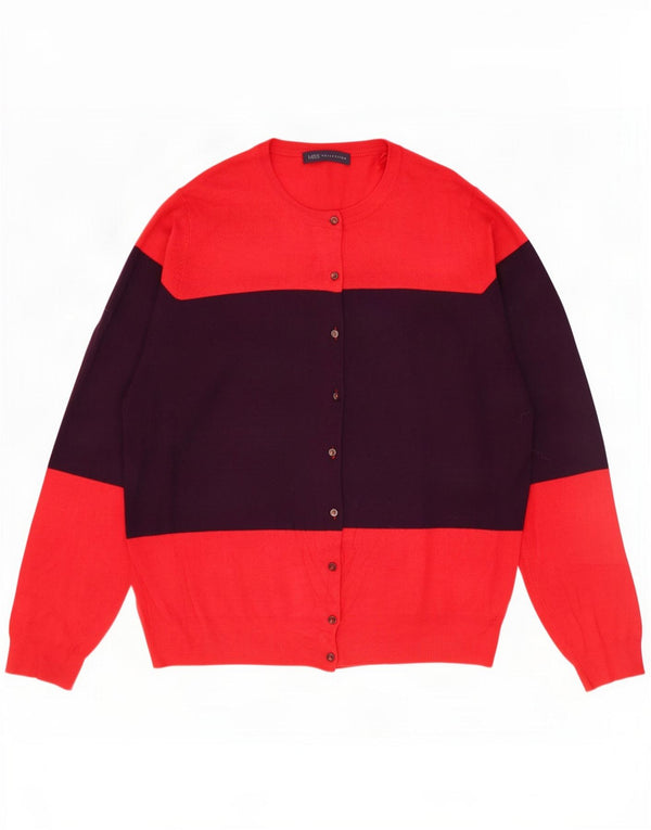Suéter cardigã feminino Marks & Spencer Reino Unido 18 XL roxo Colourblock Viscose