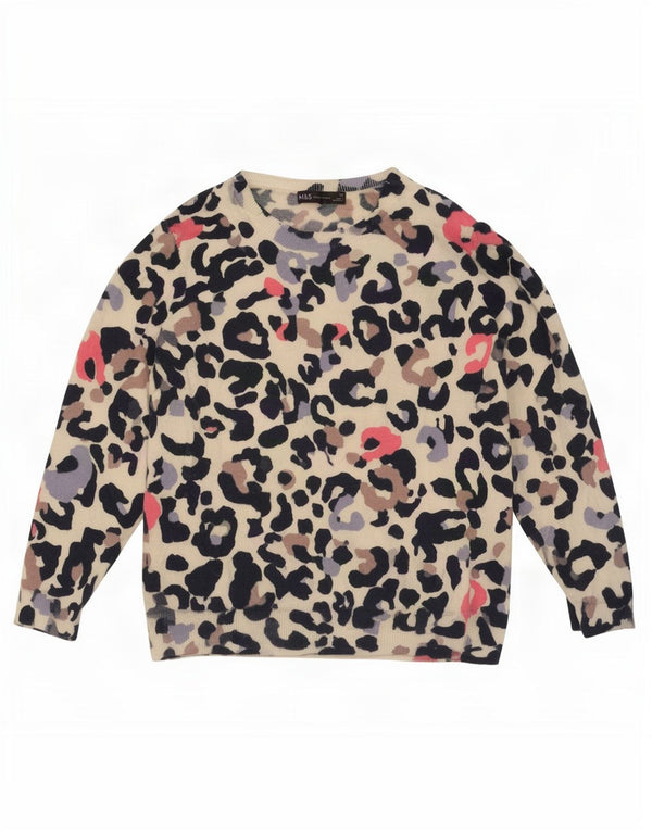 Suéter feminino Marks & Spencer com gola canoa Reino Unido 12 médio bege