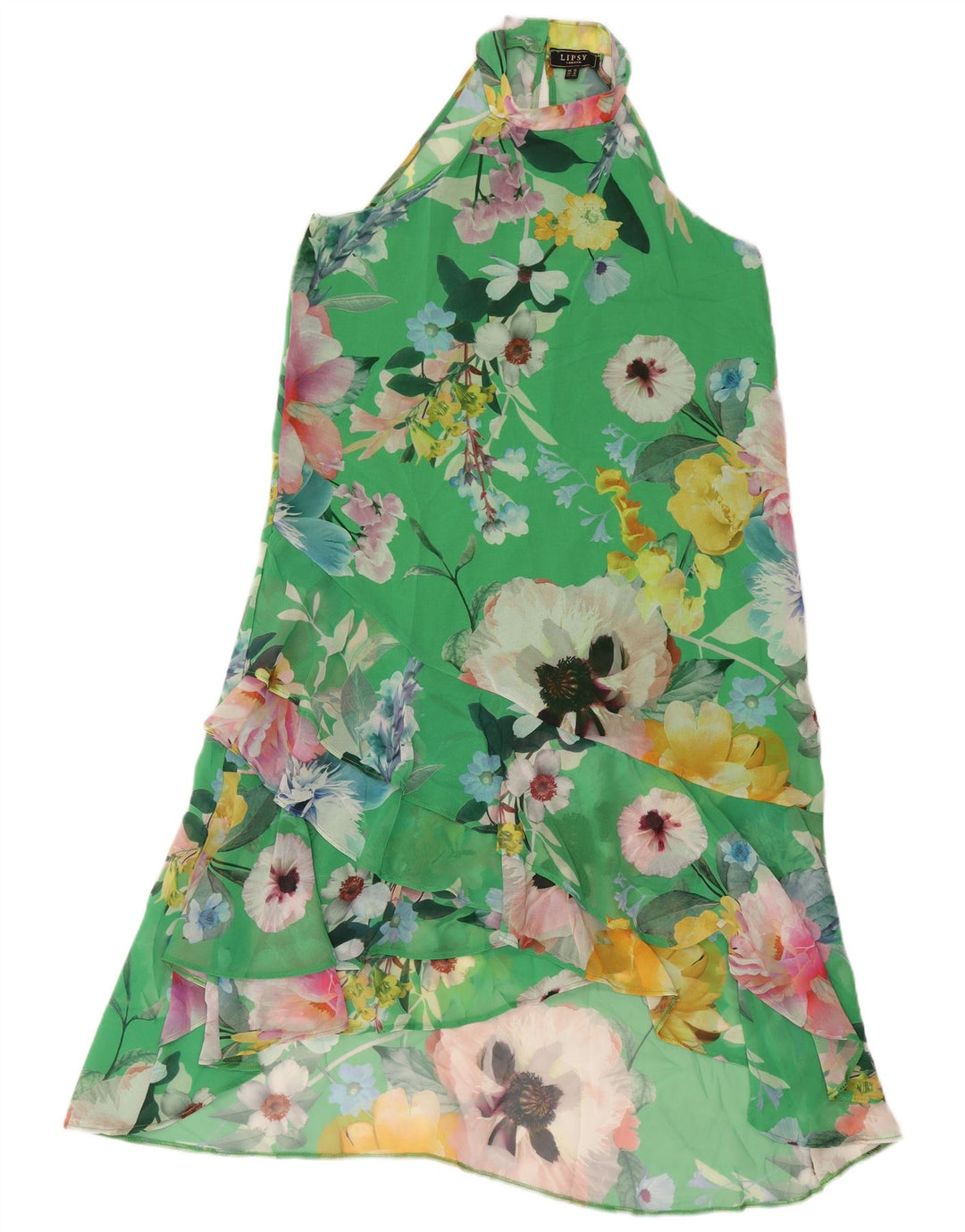 Vestido frente única feminino Lipsy Reino Unido 12 poliéster floral verde médio