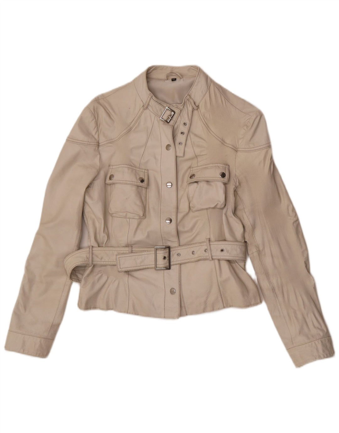 Jaqueta feminina vintage de couro Racer IT 46 grande couro branco