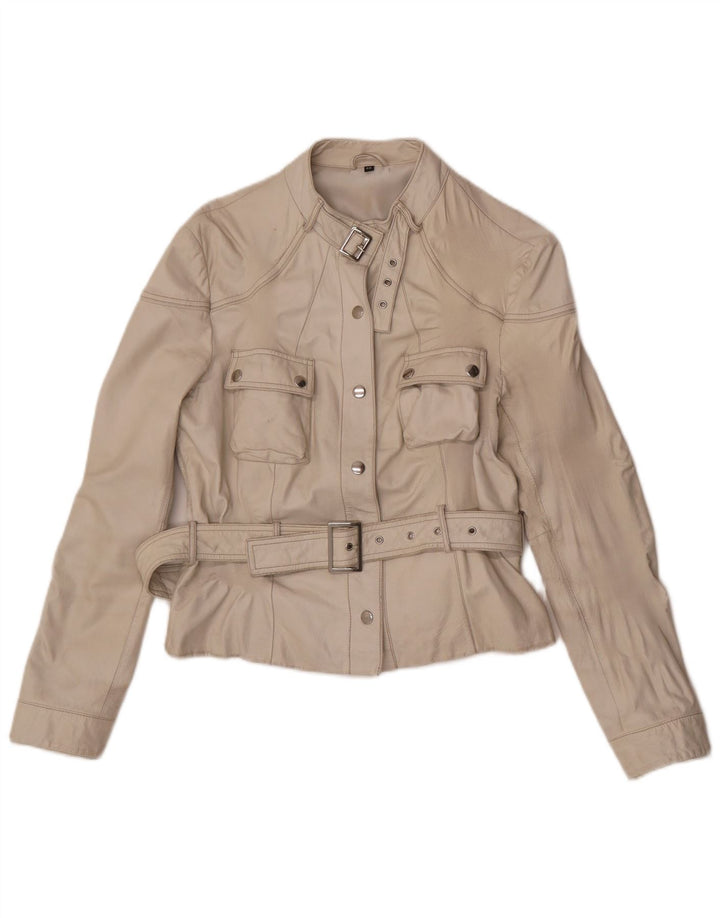 Jaqueta feminina vintage de couro Racer IT 46 grande couro branco