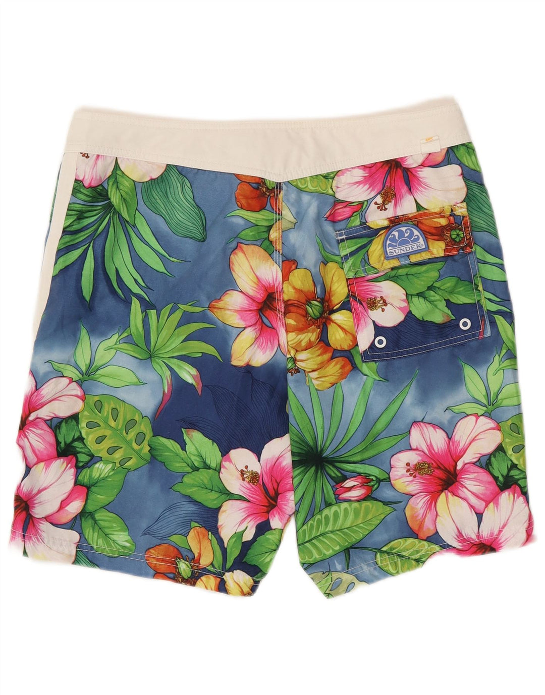 Shorts de natação masculino Sundek médio azul floral poliéster havaiano