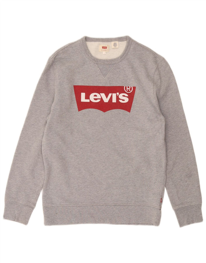 LEVI'S moletom gráfico masculino jumper pequeno algodão cinza