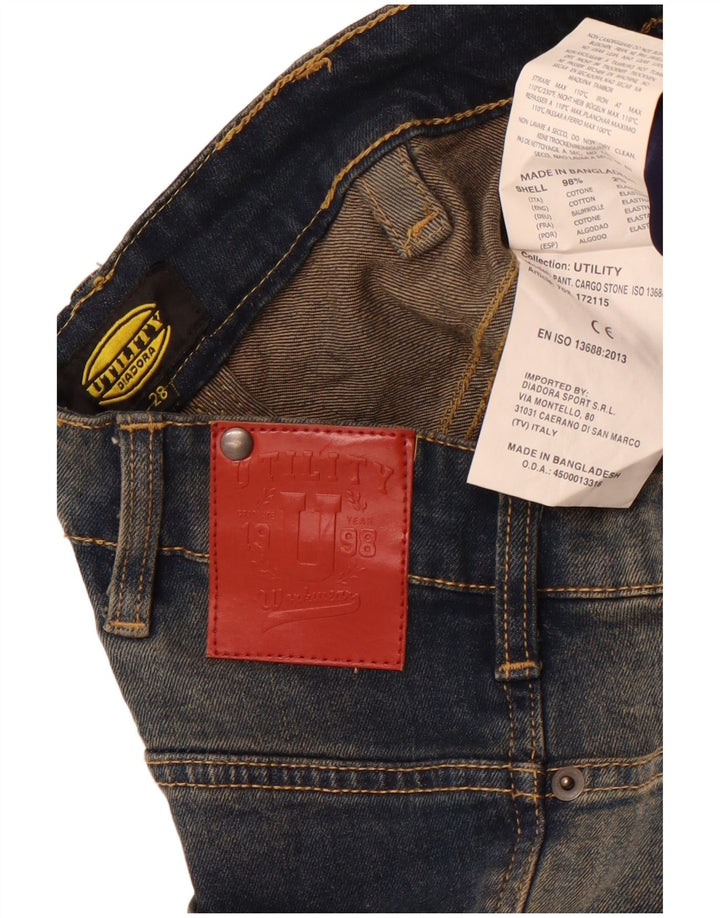 Diadora Womens Cargo Slim Jeans W28 L32 Azul Marinho Algodão