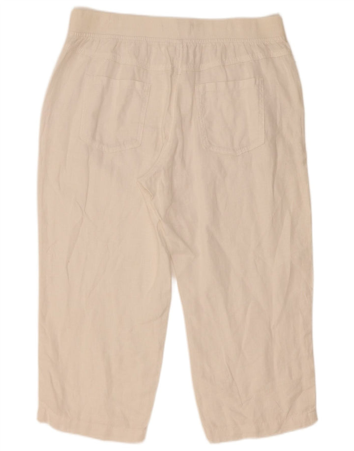 Calça capri reta feminina Marks & Spencer W32 L21 linho branco