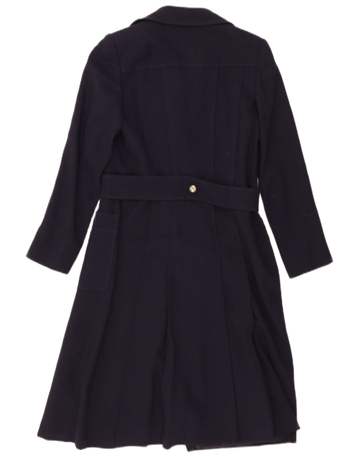 Sobretudo feminino vintage UK 10 pequeno azul marinho