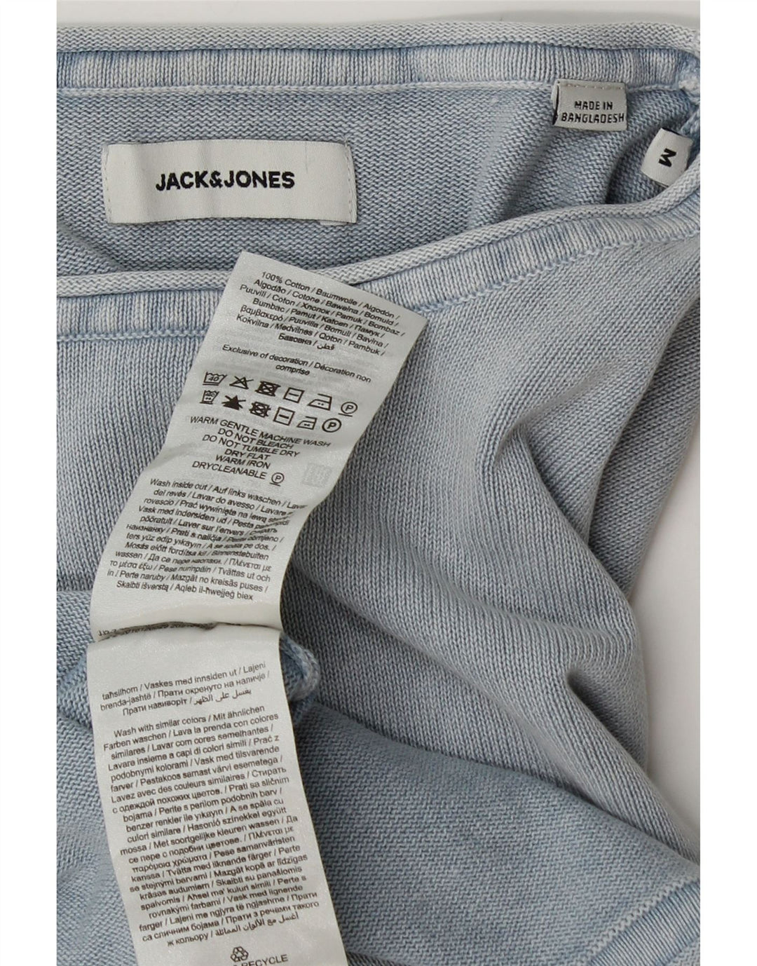 Suéter masculino Jack & Jones com gola canoa de algodão azul médio