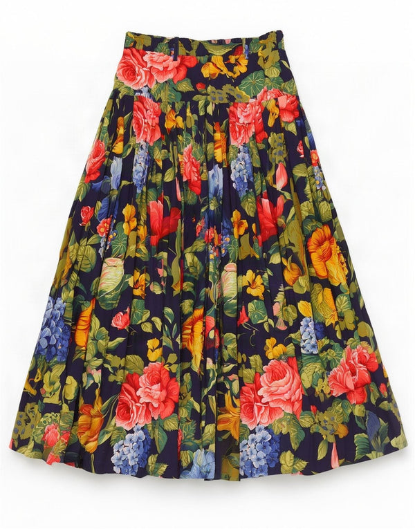 Oilily Saia maxi feminina plissada grande W30 viscose floral multicolorida