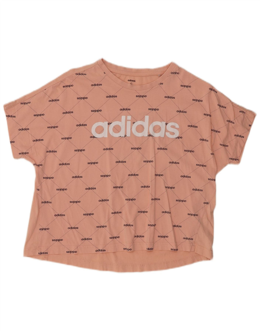 ADIDAS Camiseta Feminina Oversized Crop Graphic Top Reino Unido 8/10 Pequeno Algodão Rosa