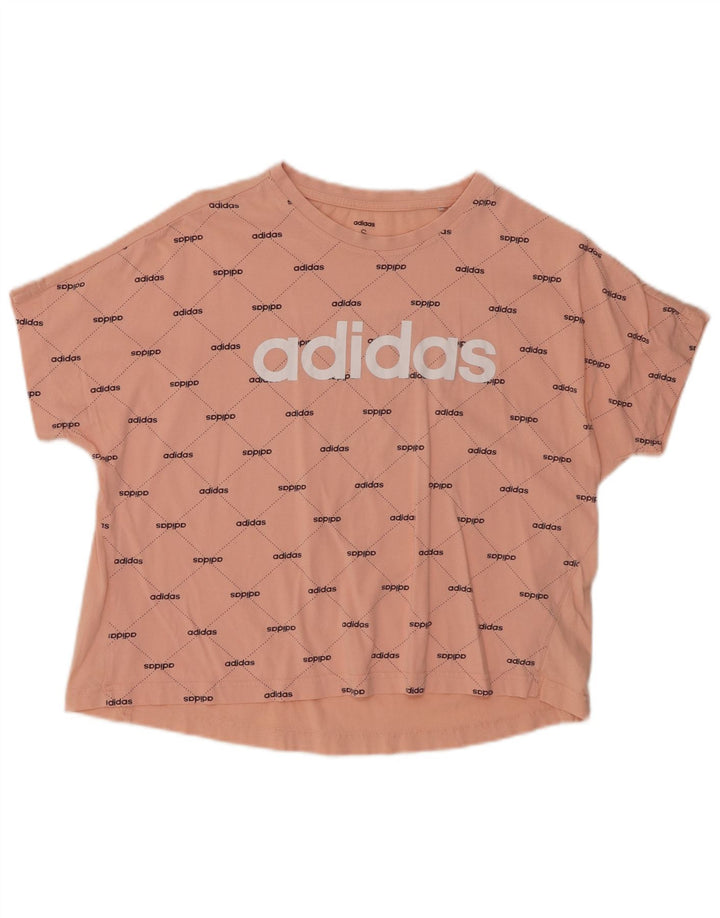 ADIDAS Camiseta Feminina Oversized Crop Graphic Top Reino Unido 8/10 Pequeno Algodão Rosa